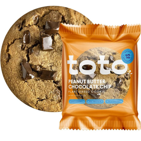Toto - Plant-Based Peanut Butter Chocolate Chip Cookies, 2.5 oz (Pack of 10) - Gluten-Free Treat