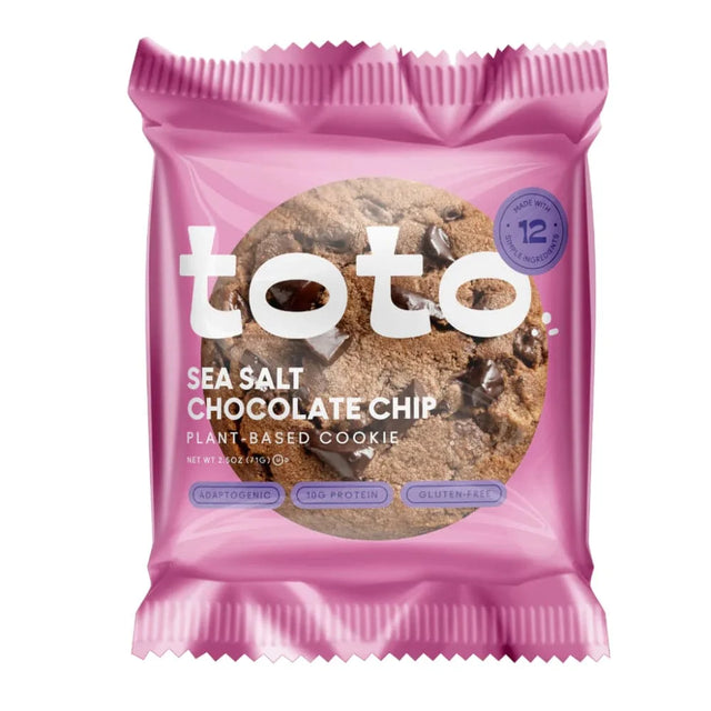 Toto Plant Based Cookie, Sea Salt Chocolate Chip, 2.5 oz (Pack of 10) - Gluten Free Cookies
