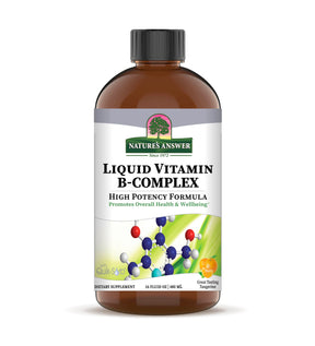 Bottle of Natures Answer Liquid Vitamin B-Complex on a white background