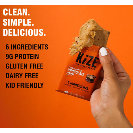 Kize Concepts Energy Bar, Raw Peanut Butter Chocolate Chip, 1.5 Oz., Case of 10