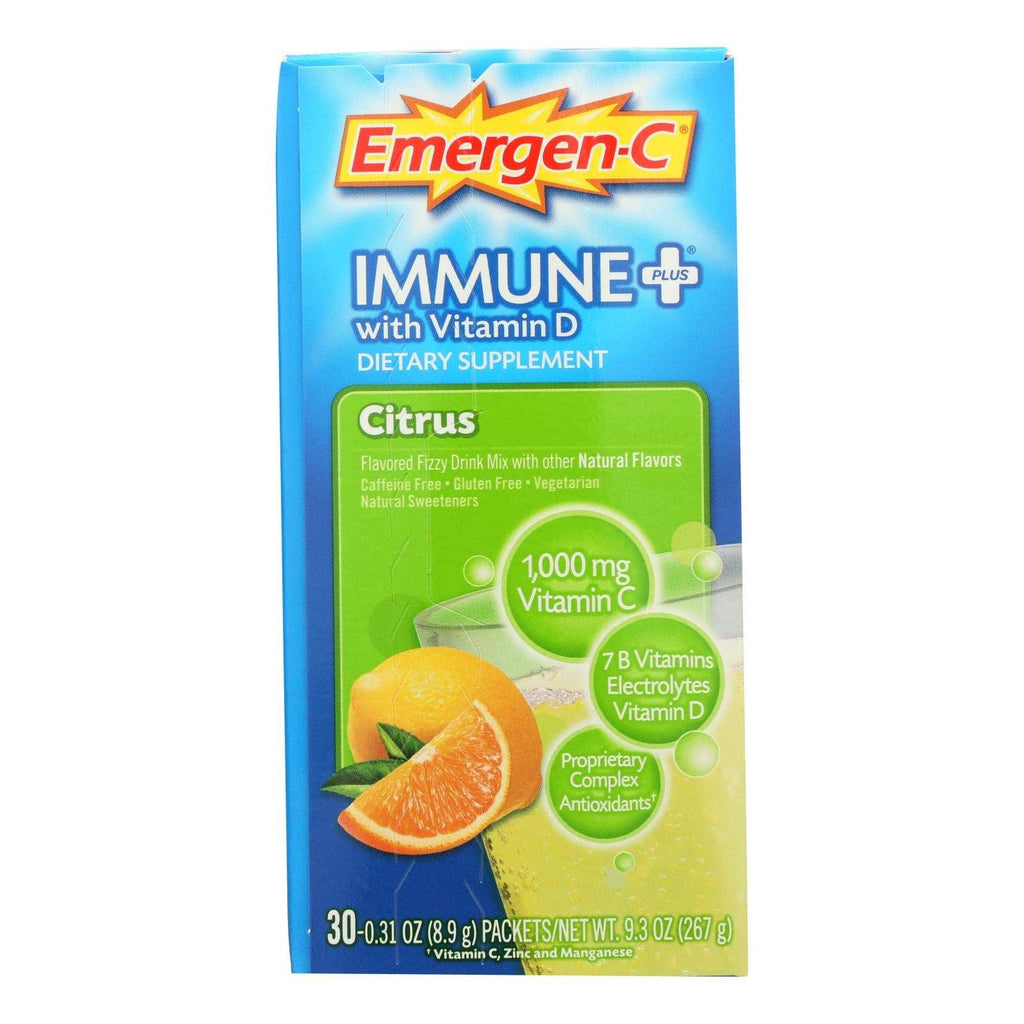 Alacer Emergen-C Immune Plus System Support with Vitamin D Citrus (Pack of 30 Packets) - Cozy Farm 