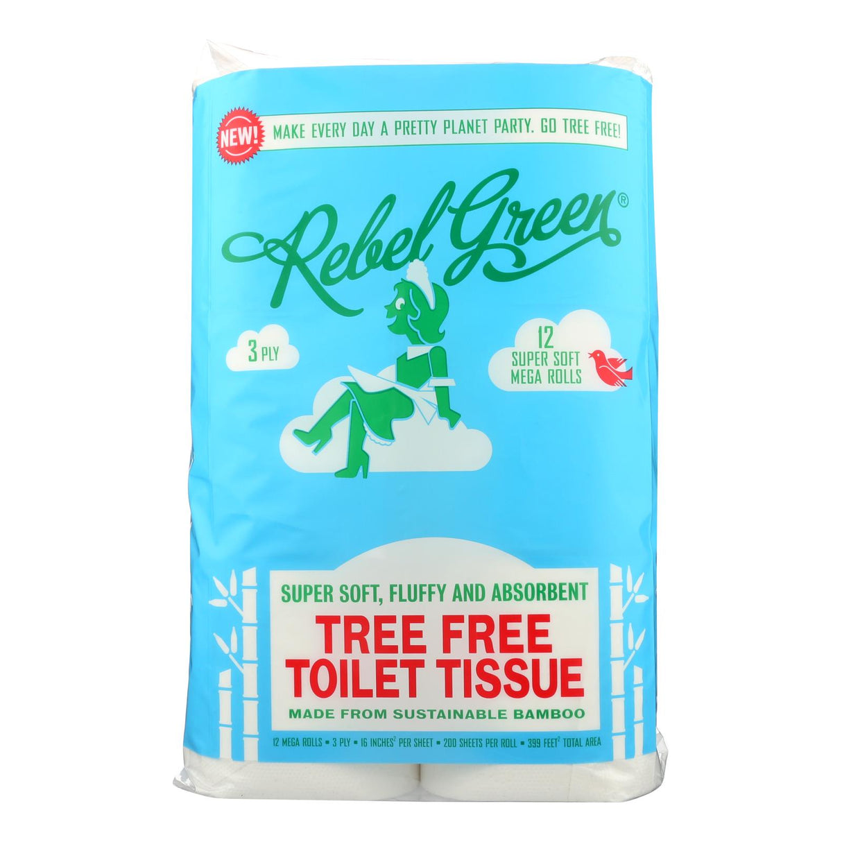 Rebel Green Toilet Tissue, Tree Free, Case of 8 - Cozy Farm 