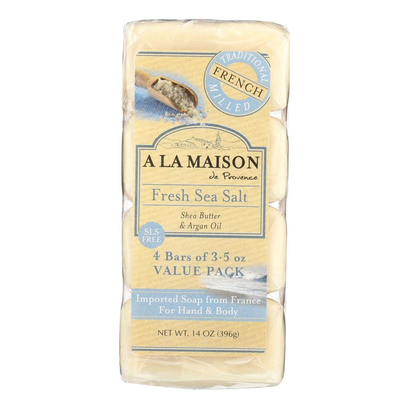 A La Maison French Milled Bar Soap, Pack of 4, Fresh Sea Salt, 3.5 Oz. - Cozy Farm 