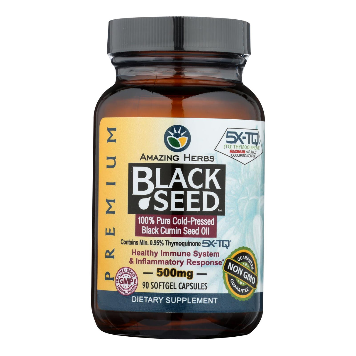 Amazing Herbs - Black Seed Black Cumin Seed Oil - 90 Softgels - Pack of 3