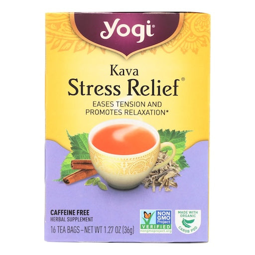 Yogi Kava Stress Relief Herbal Tea - Calming & Relaxing, 6 Pack, 16 Tea Bags - Cozy Farm 