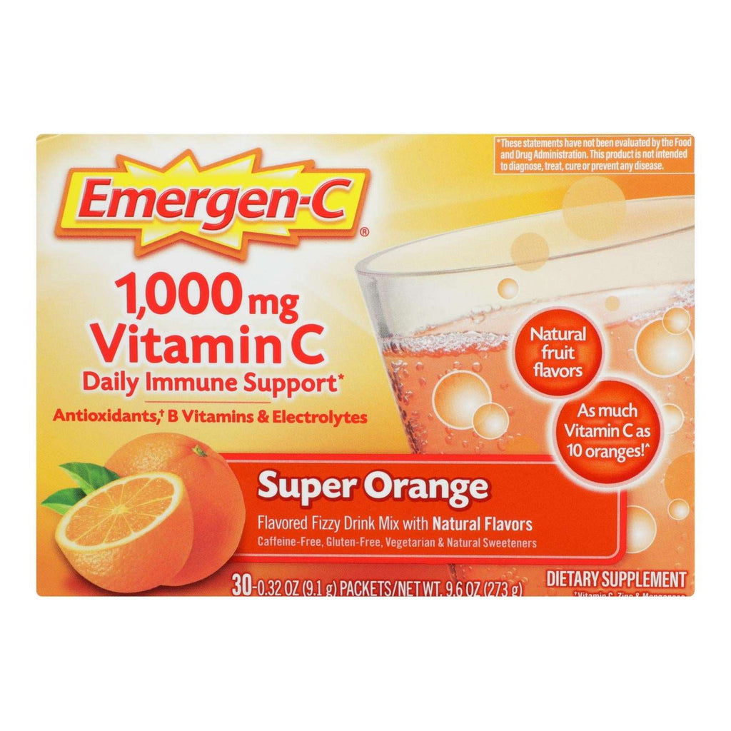 Alacer Emergen-C Super Orange (Pack of 30) - 1000mg Vitamin C - Cozy Farm 
