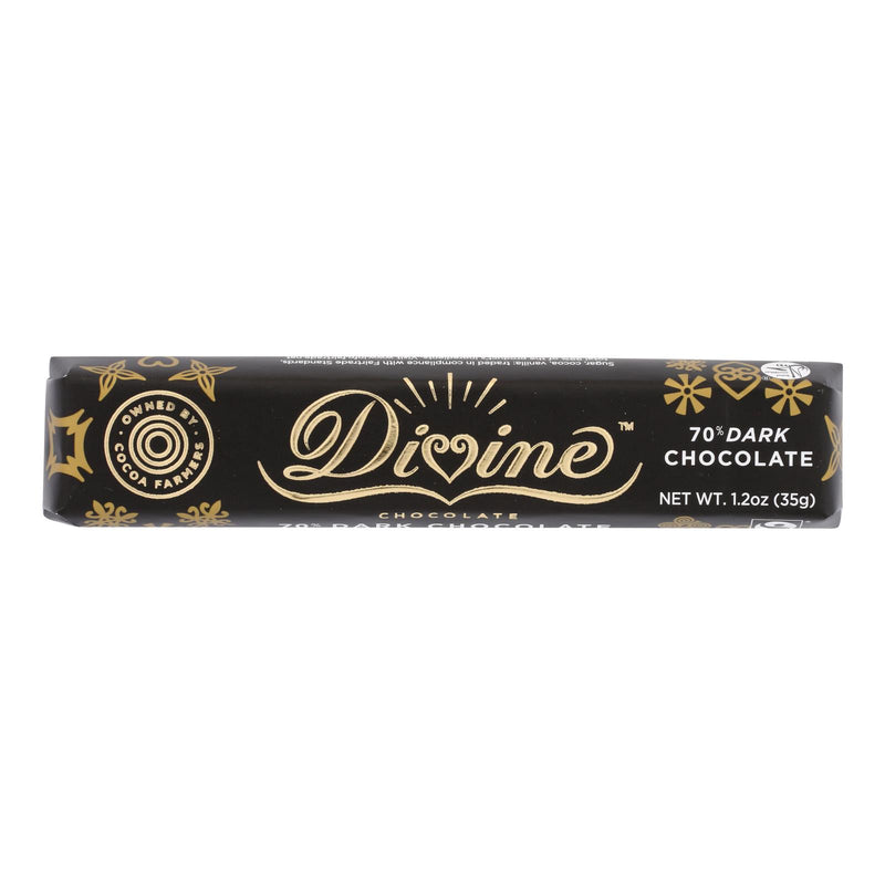 Divine Dark Chocolate Snack Bar (Pack of 18) - 70% Cocoa, 1.2 Oz Each - Cozy Farm 