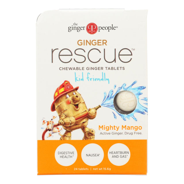 The Ginger People Ginger Rescue For Kids, Mighty Mango Chewable Tablets - 24ct, Case of 10 - Cozy Farm 