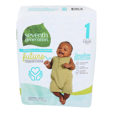 Seventh Generation Stage 1 Baby Diapers for Sensitive Skin, 8-14 Lb - Pack of 4, 31 Ct. - Cozy Farm 