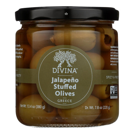 Divina Stuffed Green Olives with Spicy Jalapeños (Pack of 6 - 7.8 Oz.) - Cozy Farm 