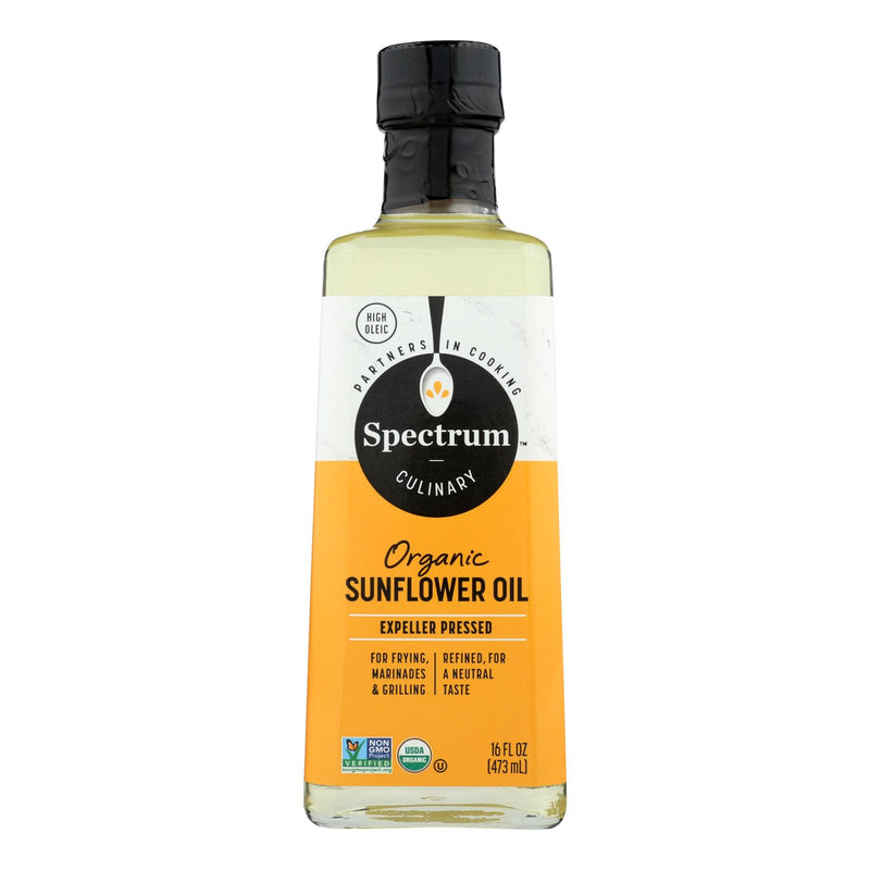 Spectrum Naturals High Heat Refined Organic Sunflower Oil - 16 Fl Oz. - Case of 12 - Cozy Farm 