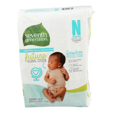 Seventh Generation Newborn Stage Diapers for Babies Weighing 10 lbs or Less (Pack of 4 - 31 Count) - Cozy Farm 
