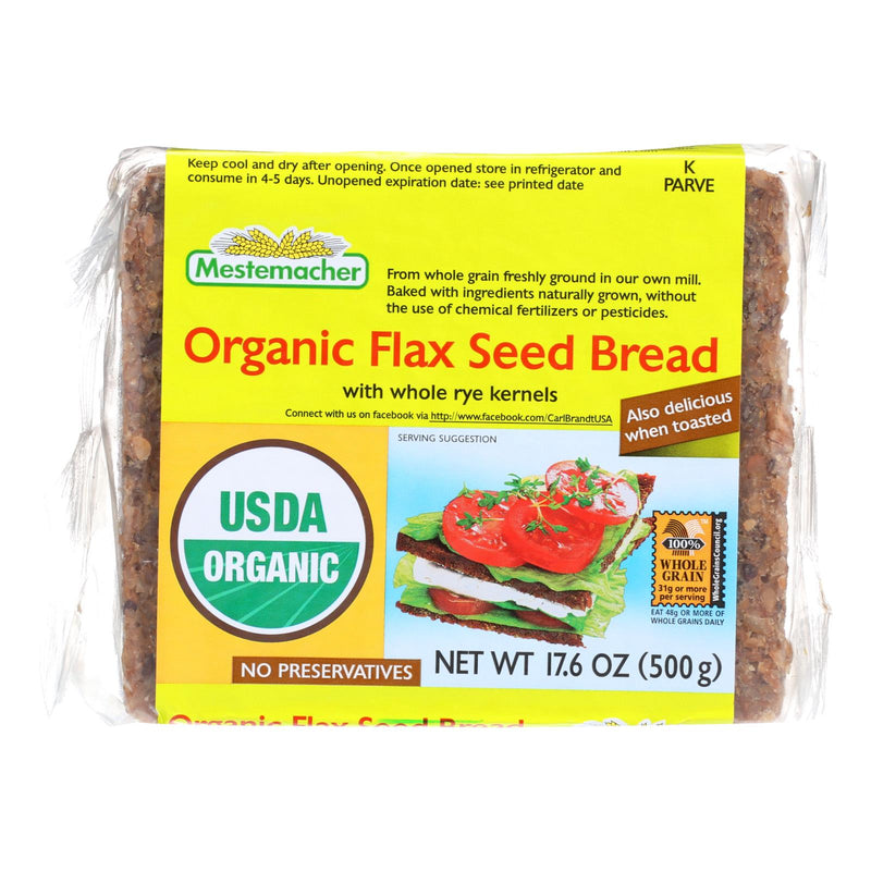 Organic Flax Seed Mestemacher Bread - 17.6 Oz (Pack of 12) - Cozy Farm 
