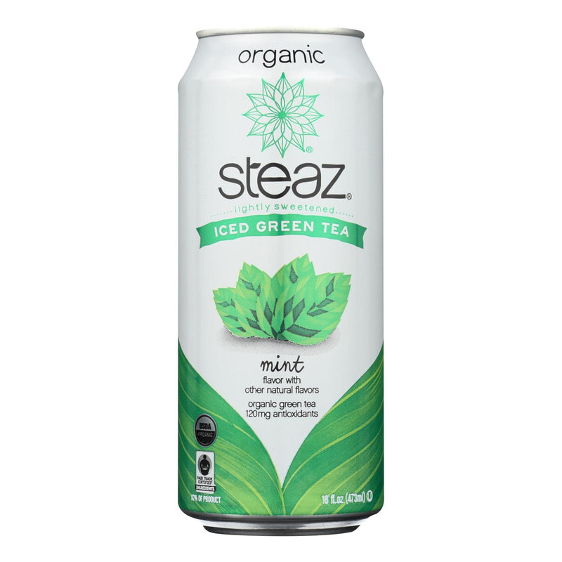 Steaz Lightly Sweetened Mint Green Tea (12 fl oz Bottles, Pack of 12) - Cozy Farm 