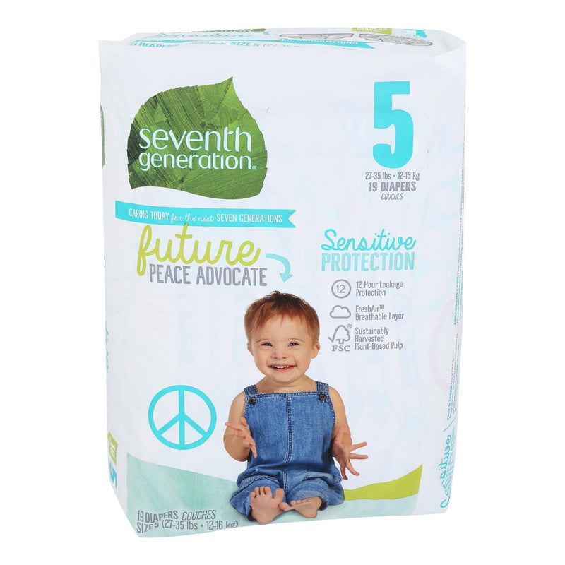 Seventh Generation Baby Diapers, Stage 5 (27-35 lbs), Pack of 4 (19 Ct.) - Cozy Farm 