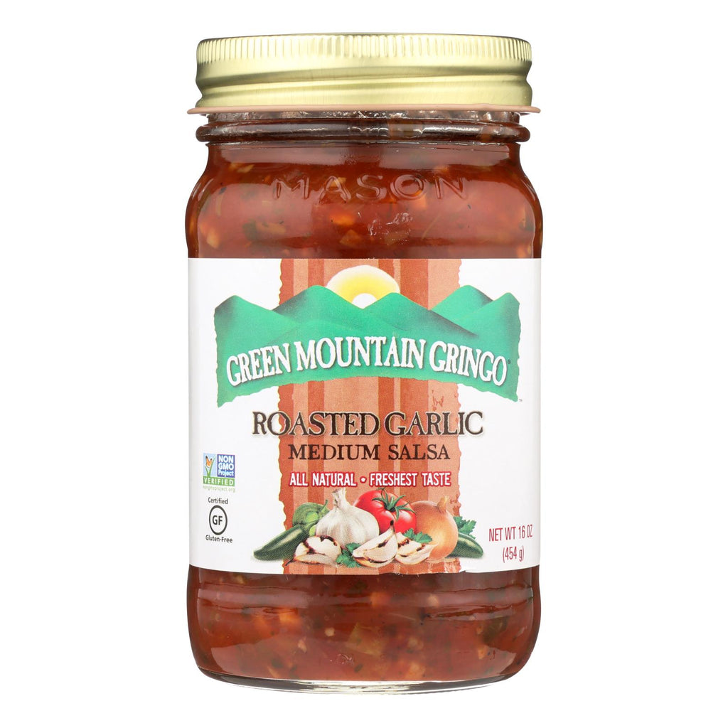 Green Mountain Gringo Medium Salsa - Garlic - Case of 12 - 16 Oz. - Cozy Farm 