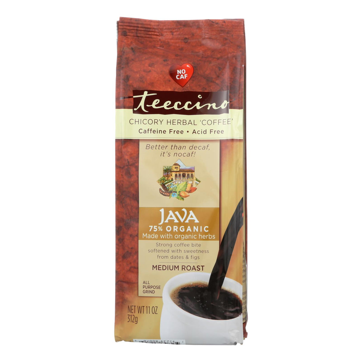 Teeccino Mediterranean Herbal Coffee, 11 Oz. | Caffeine-Free, Medium Roast - Cozy Farm 