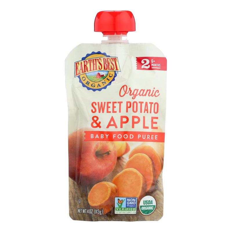 Earth's Best Organic Sweet Potato Apple Baby Food Puree - Stage 2 - Case Of 12 - 4 Oz. - Cozy Farm 