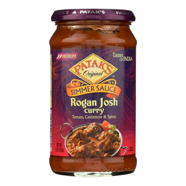 Pataks Simmer Sauce - Rogan Josh Curry - Medium - 15 Oz - Case Of 6 - Cozy Farm 