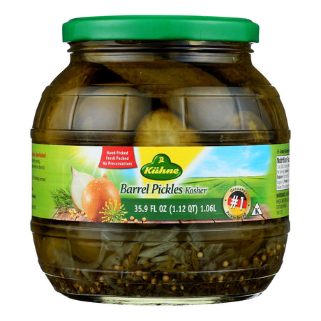 Kuhne Barrel Pickles - Case of 6 - 34.2 Oz Glass Jars - Cozy Farm 