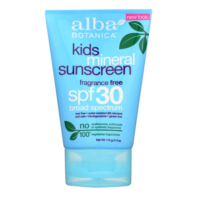 Alba Botanica Very Emollient Natural Sunblock Mineral Protection for Kids, SPF 30 (4 Oz.) - Cozy Farm 