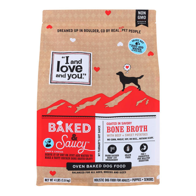 I And Love And You Baked Saucy Beef Dog Food - 24 Lb Case - Cozy Farm 