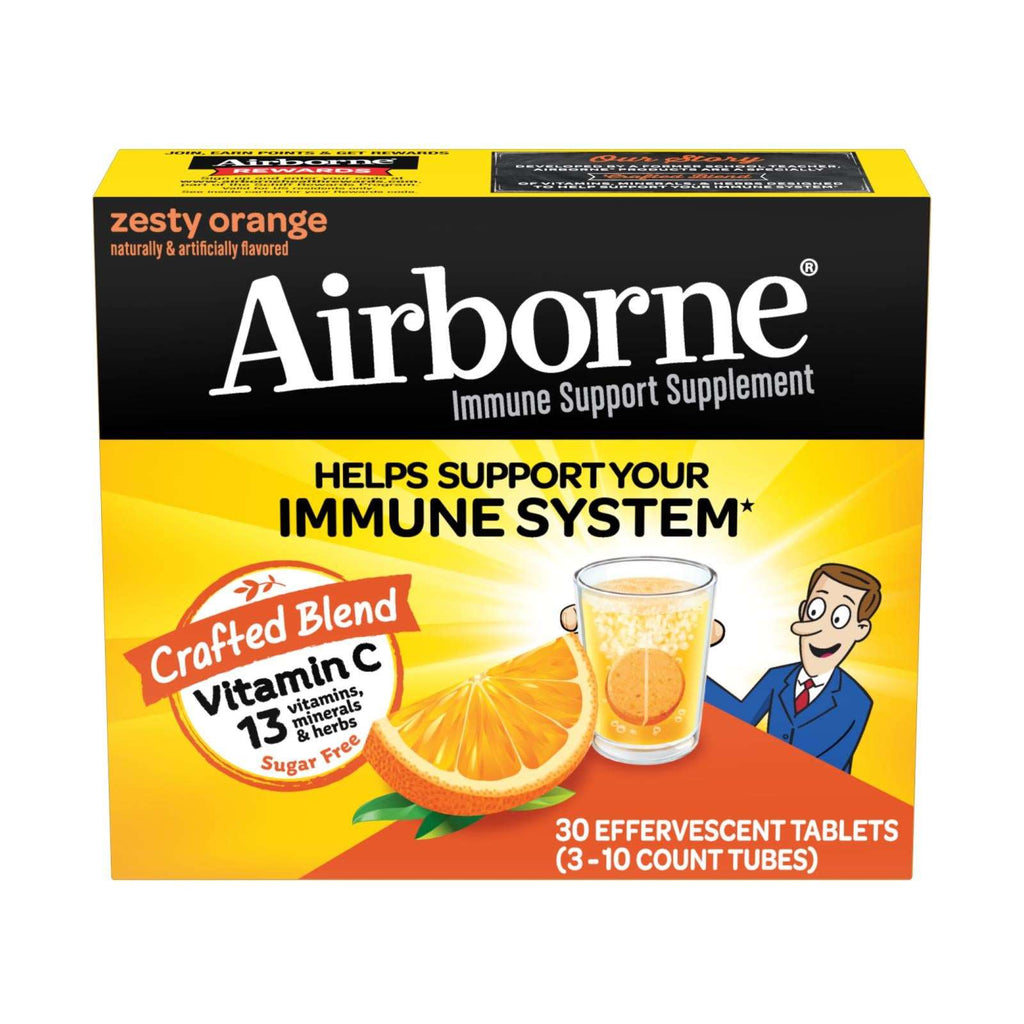Airborne Vitamin C Effervescent Tablets (Pack of 3) - Zesty Orange Flavor - 10 Tablets Each - Cozy Farm 