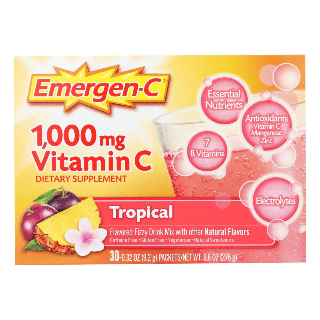 Alacer Emergen-C Vitamin C Fizzy Drink Mix Tropical (Pack of 30) - 1000 mg - Cozy Farm 