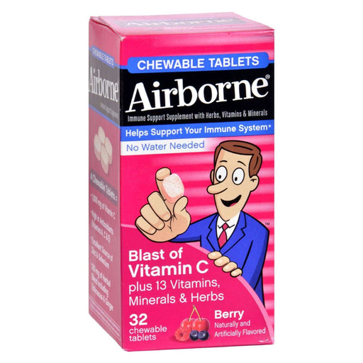 Airborne Fast-Acting Immune Support Chewable Tablets with Vitamin C - Berry Flavor (32 Count) - Cozy Farm 
