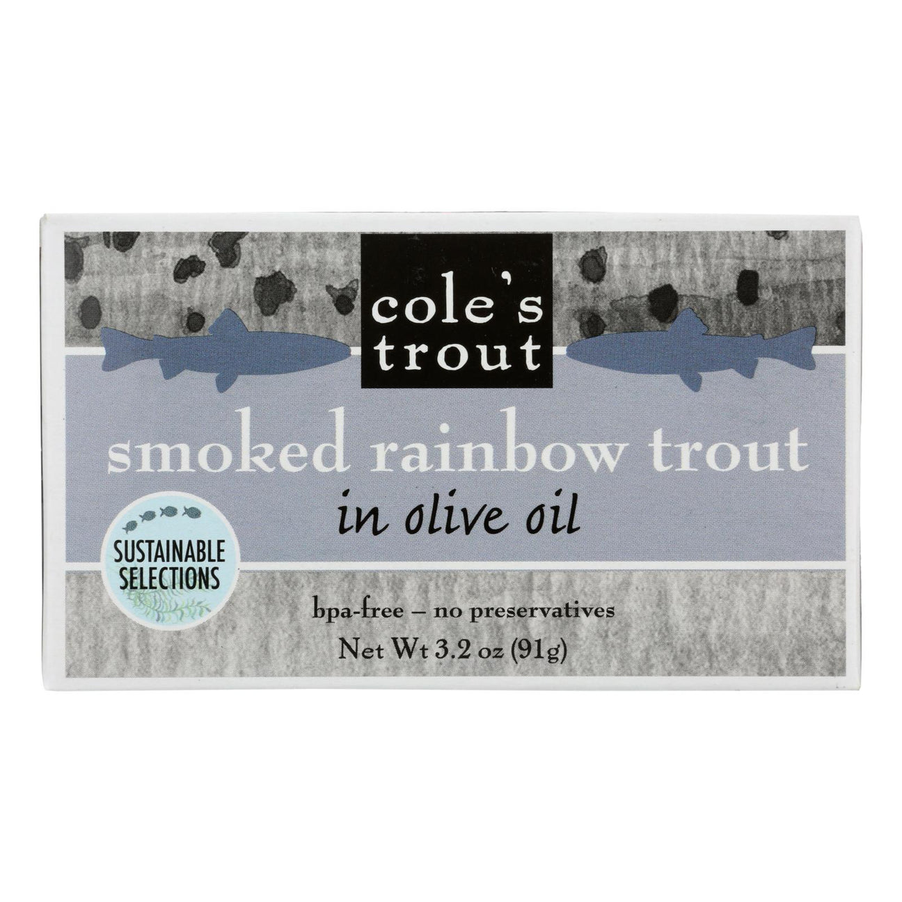 Cole's Smoked Rainbow Trout, Savory Olive Oil (10 - 3.2 Oz Tins) - Cozy Farm 