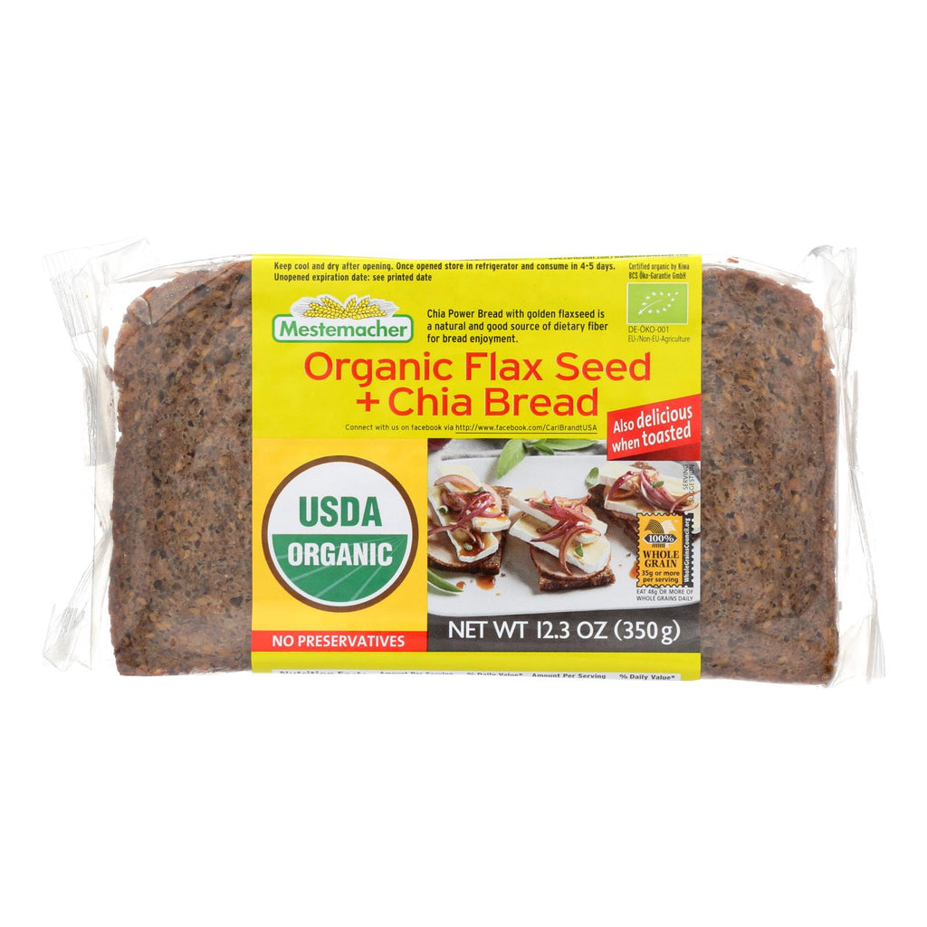 Mestemacher's Organic Flax Seed And Chia Bread  - Case Of 9 - 12.3 Oz - Cozy Farm 