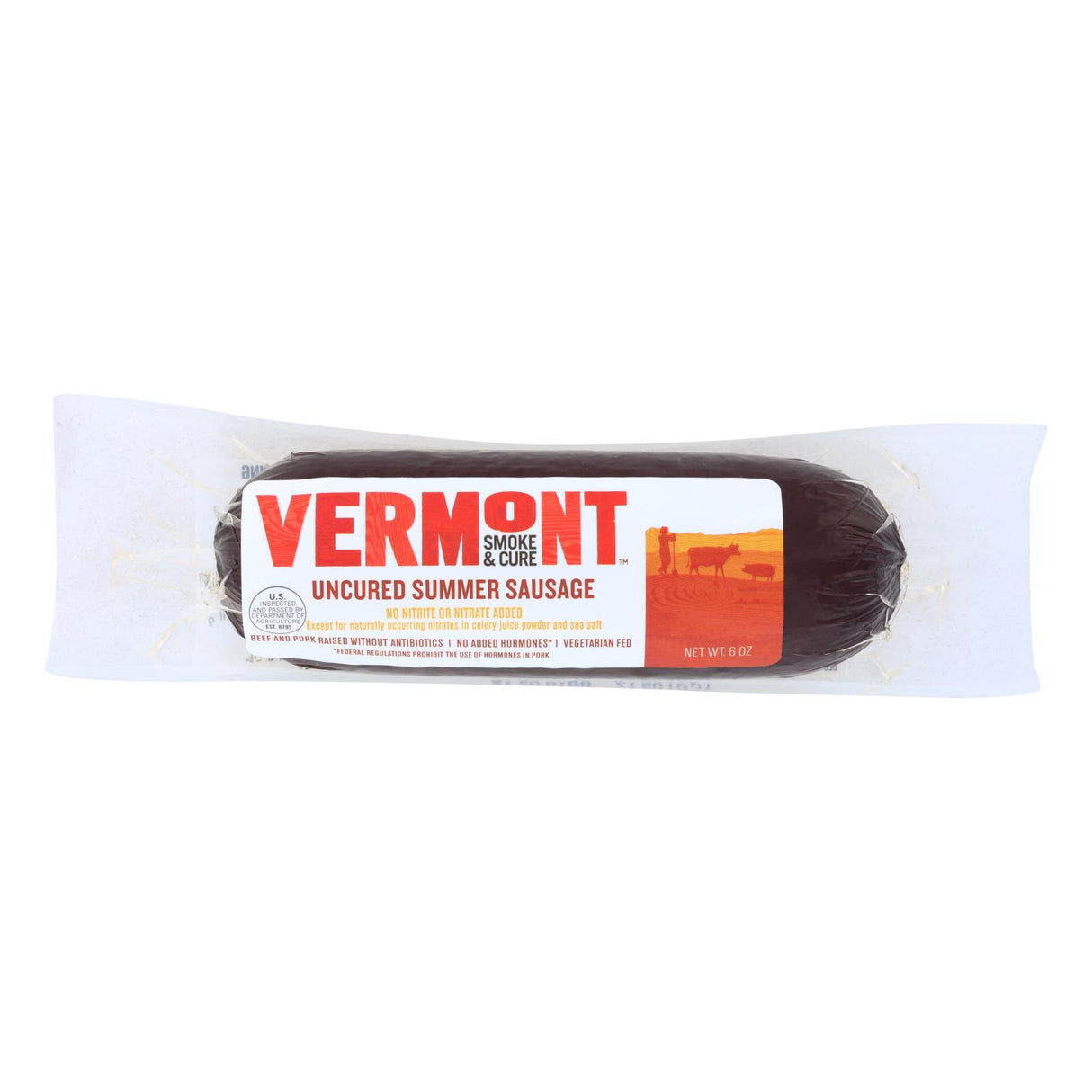 Vermont Smoke & Cure Summer Sausage for Snacking, 6 Oz., Case of 12 - Cozy Farm 