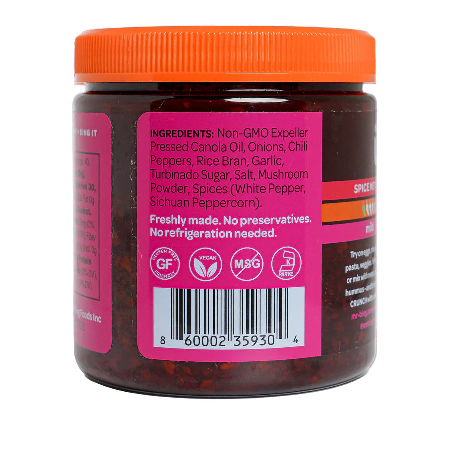Mr. Bing Spicy Chili Crisp, Authentic Sichuan Seasoning – 7 oz (Pack of 6)