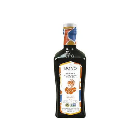 Bono - Sicilian EVOO Sicilia PGI, 16.9 fl oz (Pack of 6) - Cold Extracted Olive Oil