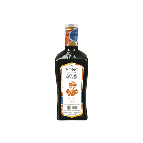 Bono - Sicilian EVOO Sicilia PGI, 16.9 fl oz (Pack of 6) - Cold Extracted Olive Oil