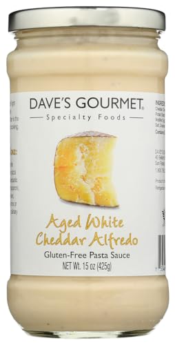 Dave's Gourmet Aged White Cheddar Alfredo Sauce, 15 oz (Pack of 6) - Gluten-Free Pasta Sauce