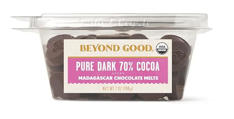 Beyond Good - 100% Organic 70% Dark Chocolate Melts, 7 oz (Pack of 8) - Gluten-Free Kosher