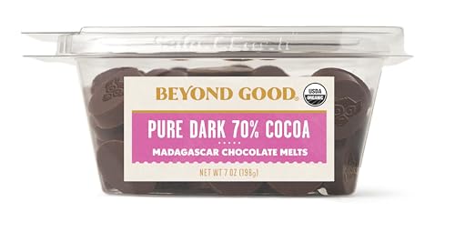 Beyond Good - 100% Organic 70% Dark Chocolate Melts, 7 oz (Pack of 8) - Gluten-Free Kosher