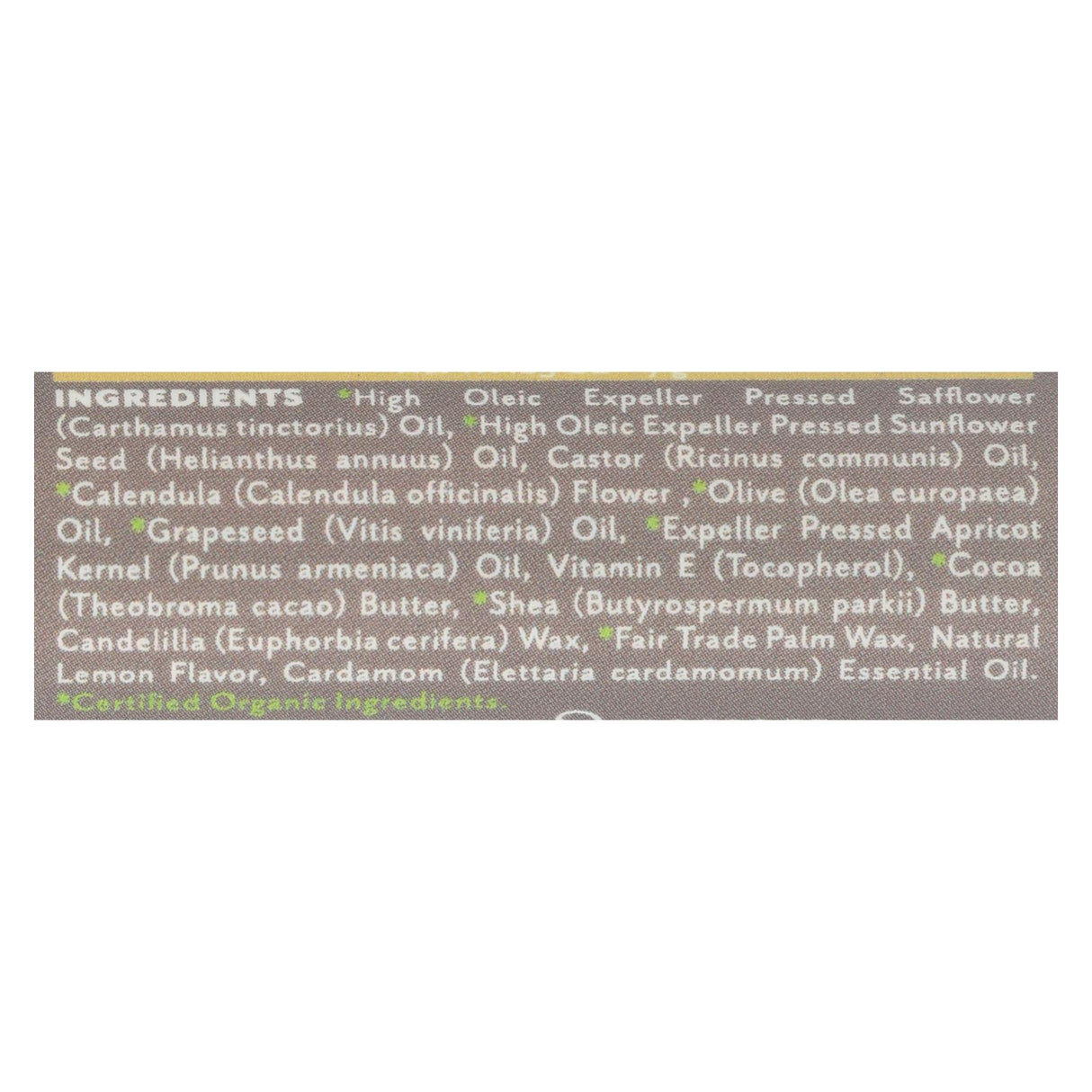 List of ingredients on a product label with a white background