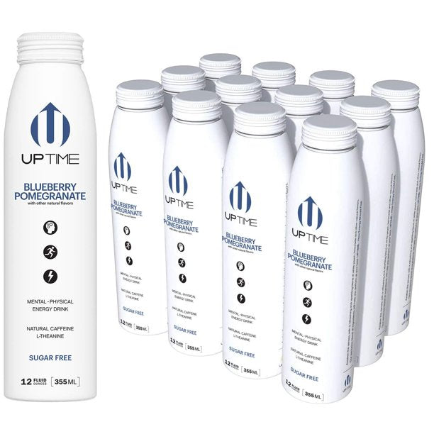 Uptime Energy Drink, Blueberry Pomegranate (No Sugar), 12-Pack (12oz) - Cozy Farm 