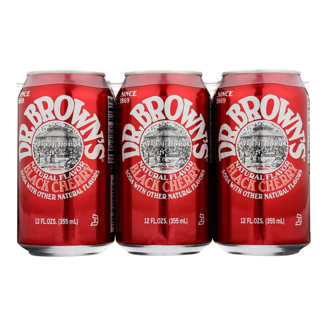 Dr. Brown's Black Cherry Soda - 4 Pack of 6-Oz. Cans - Cozy Farm 
