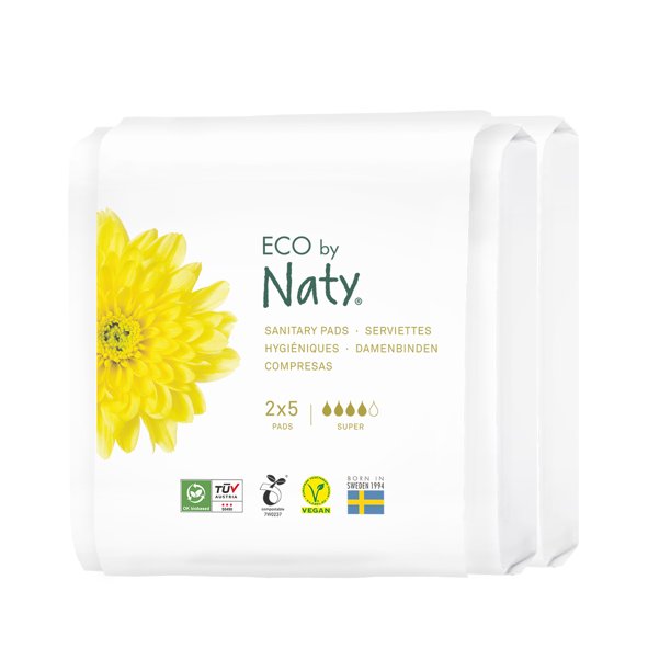 Eco By Naty - Sanitary Pad Super Travel (Pack of 18-10 Ct) - Cozy Farm 