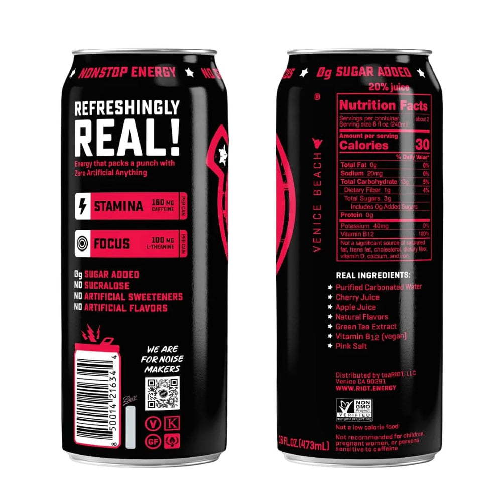 Cherry Riot Case Riot Energy Cherry Watermelon Energy Drink, Case of 12, 16 Fl Oz Cans ...