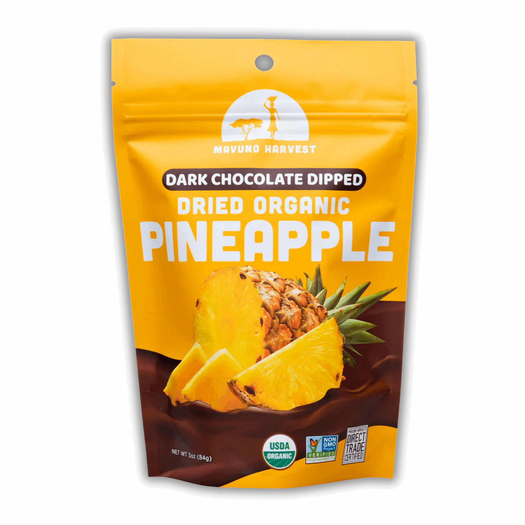 Mavuno Harvest - Organic Dried Pineapple Dark Chocolate, 3 oz (Pack of 6) - Healthy snack