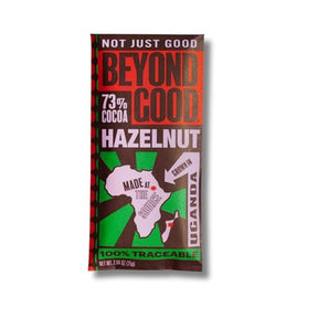 Beyond Good - Organic 73% Dark Chocolate Toasted Hazelnut Bar, 2.64 oz (Pack of 12) - Uganda Single Origin