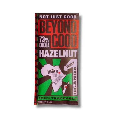Beyond Good - Organic 73% Dark Chocolate Toasted Hazelnut Bar, 2.64 oz (Pack of 12) - Uganda Single Origin