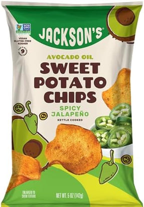 Jacksons - Sweet Spicy Jalapeño Avocado Potato Chips, 5 oz (Pack of 12) - Gourmet Kettle Cooked