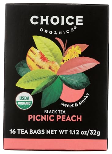 Choice Organics Picnic Peach Tea, 16 Bag (Pack of 6) - Organic Peach Tea