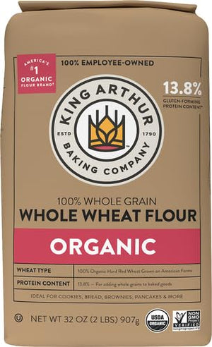 King Arthur 100% Whole Wheat Flour, Case of 12 (2 lb bags)