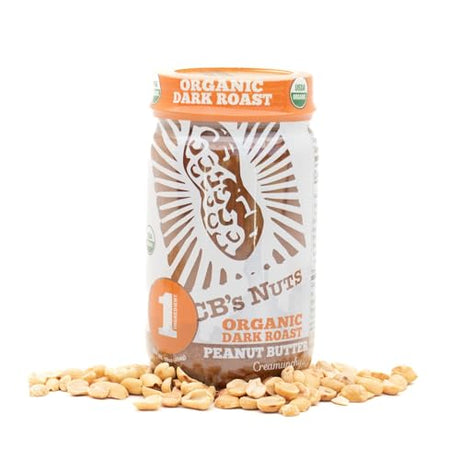 Cb's Nuts - Organic Dark Roast Crunchy Peanut Butter, 16 oz (Pack of 12) - GMO-Free & Kosher